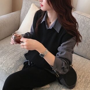 芯娇晴衬衫马甲毛衣