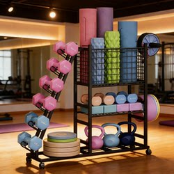 Home Gym Personal Trainer Small Equipment Storage Rack Kettlebell Dumbbell Yoga Exercise Equipment Storage Organizer