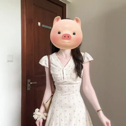 French-Style V-Neck Floral Dress for Women, New Summer Style, Elegant and High-End, Vacation Style, Waist-Cinching, Slimming A-Line Long Dress