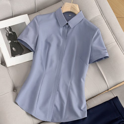 Gray Short-Sleeved Shirt for Women 2026 New Summer Tops Professional Workwear High-End Elegant Shirt Suit Work Clothes