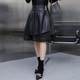 Sewed skirt 2025 autumn new genuine leather high waist leather skirt sheepskin tulle skirt black mid-skirt slim skirt