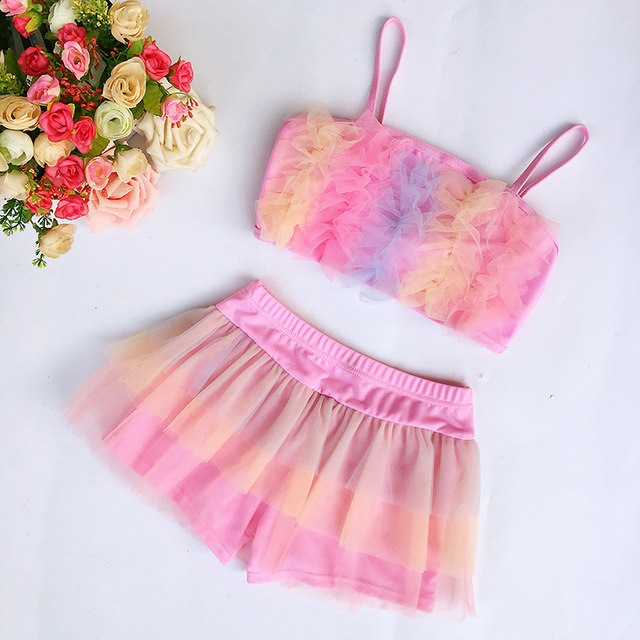 Split children's swimsuit baby girl toddler skirt style cute girl baby beach bikini small middle children hot spring swimsuit