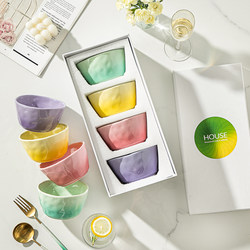 Dopamine Ceramic Rice Bowl, Personal Use, Housewarming Gift, 2025 New Model, Household Eating Bowl, Gift Box Set for Gifting