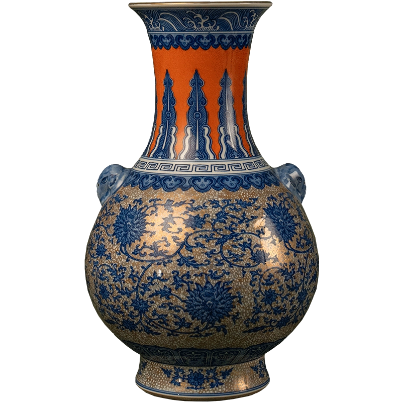 清 乾隆年製款 纏枝蓮 青花 花紋 花瓶 花柄 陶磁器 中国陶磁