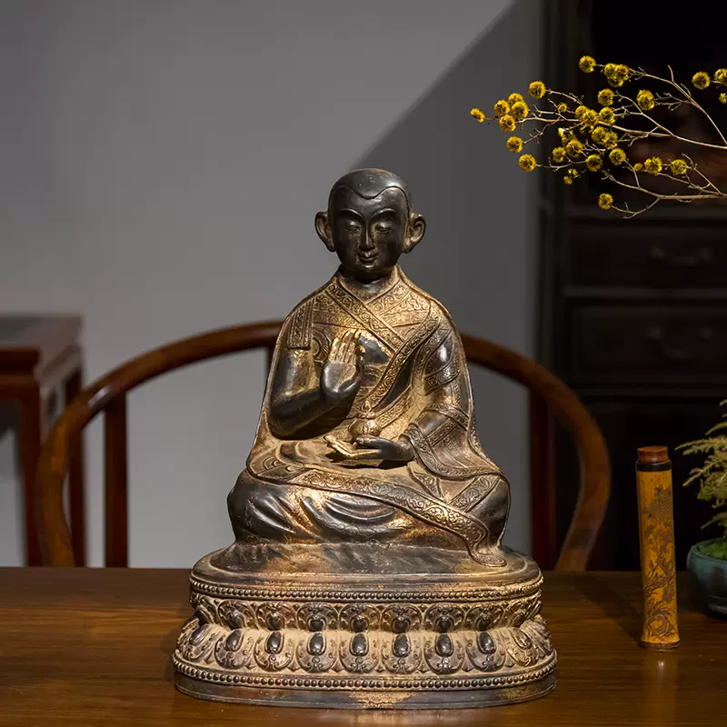 専門ショップ 中国古董，佛像，清時代，古銅製，重約7000克