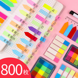 800 Fluorescent Film Indicator Fluorescent Label Stickers Notebook Folder Labels Removable Classification Sticky Notes Semi-Transparent Small Strips Index Tabs Sticky Notes Waterproof Colorful Sticky Notes for Students