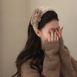 Lamb Wool Bear and Rabbit Hair Clip Plush Headband Women's Autumn and Winter Headwear Headband Face Washing Headband Hair Accessory