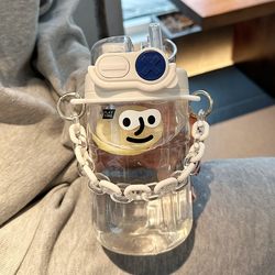 Water Cup for Girls, High-Looking Straw Cup, Cute Kidsren's High-Temperature-Resistant Portable Double-Drink Summer Coffee Cup, Drinking Cup