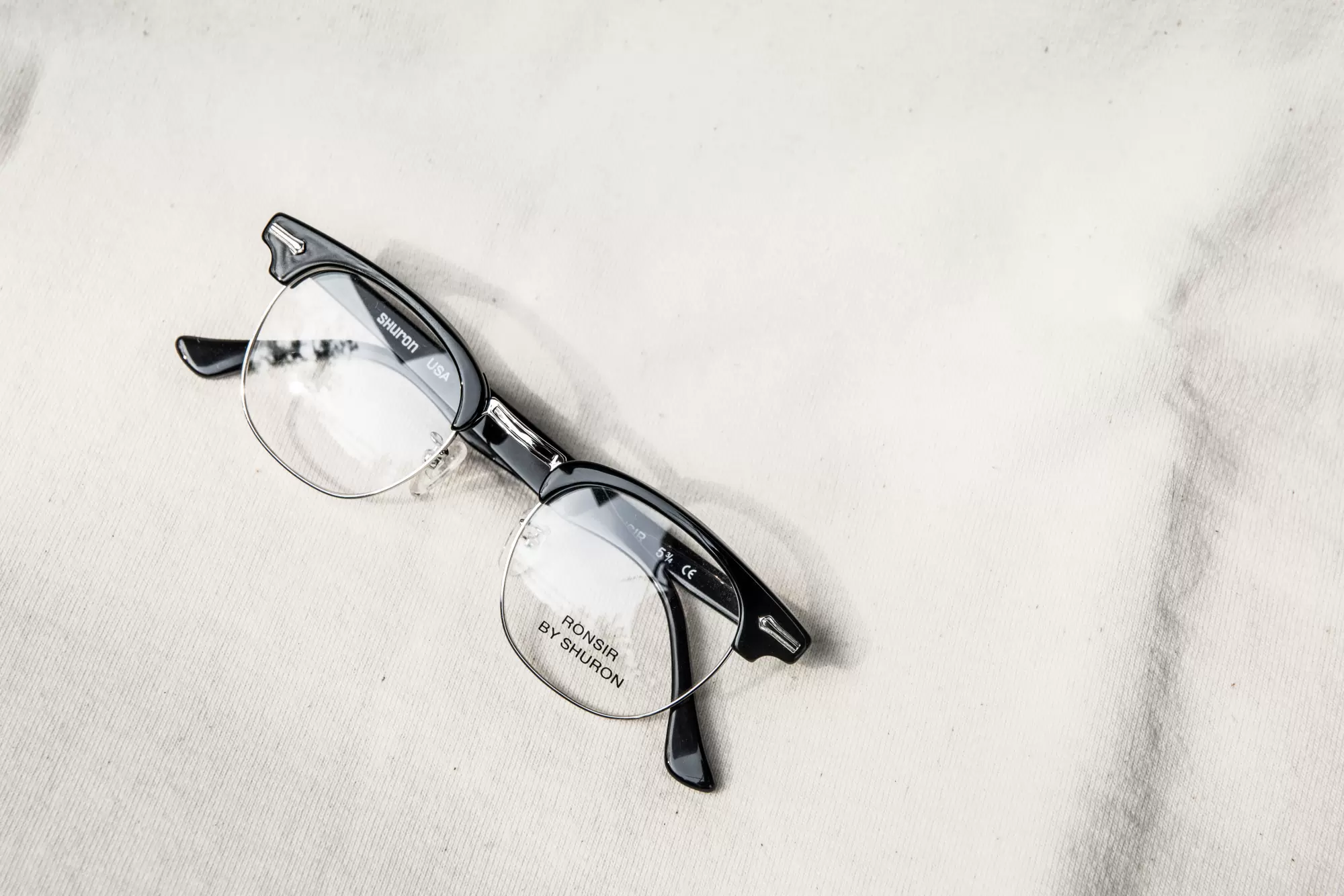 现货美国老牌眼镜SHURON RONSIR全框板材镜架复古黑色镜框-Taobao