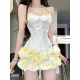 HY Fashion Vietnamese niche sexy backless halter neck strap top floral short skirt summer high waist dress