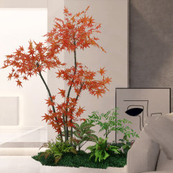 High-End Light Luxury Artificial Green Plants for Balcony Landscaping, Large Nandina Bamboo Decoration, Indoor Landscape Artificial Plant Potted Ornaments