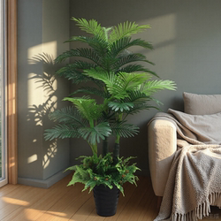 Artificial Areca Palm Plant Large Potted Ornament for Living Room Decoration Fake Green Plant Realistic Bonsai Artificial Flower Floor-Standing Palm Tree