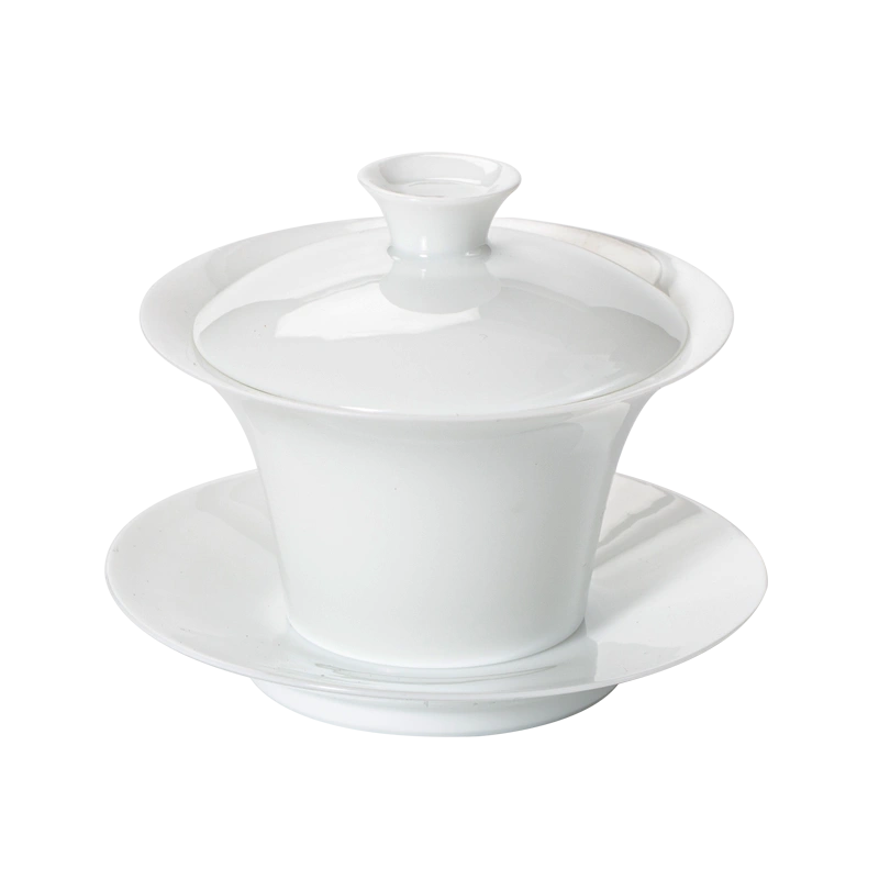 70cc马蹄三才盖碗茶杯套装薄胎景德镇陶瓷大号甜白功夫泡茶碗单个 