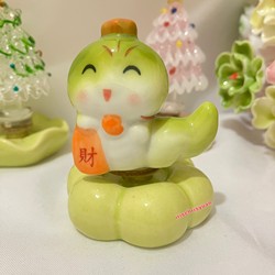 Fortune-Attracting Snake Jingdezhen Ceramic Small Green Snake Rotating Healing and Cute Ornament Office Desktop Creative Opening Gift