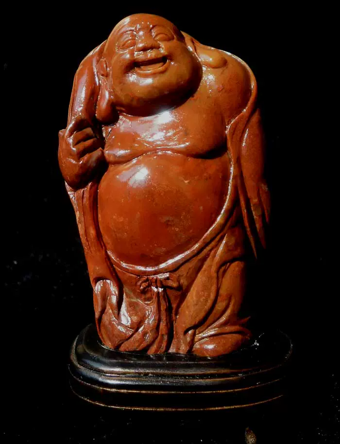 0308078 壽山石硃砂紅高山笑佛雕件玉雕石雕刻把玩彌勒佛裝飾擺飾-Taobao
