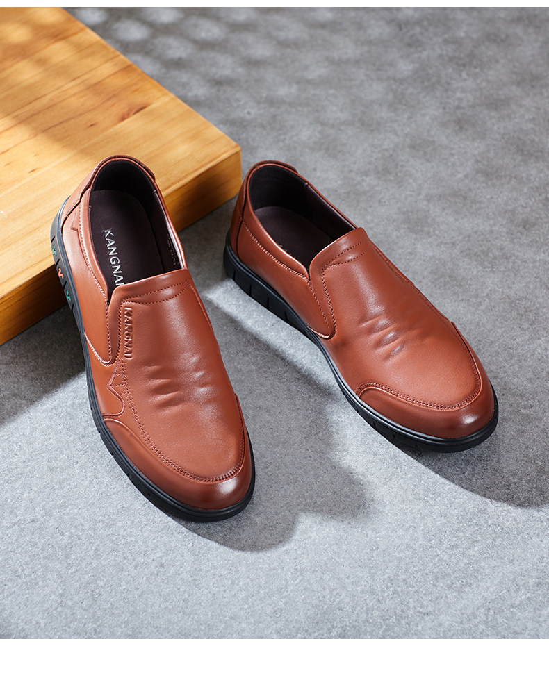 Kangnai Elegant Brown Leather Men\'s Shoes (12) Kangnai Dress Shoes Lace Up Oxfords Leather Burgandy Brown  main image 4