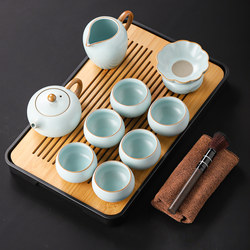 Tianqing Ru Kiln Ru Porcelain Kung Fu Tea Set 2025 New Model Home Use Light Luxury High-End Tea Cup Set for Tea Brewing