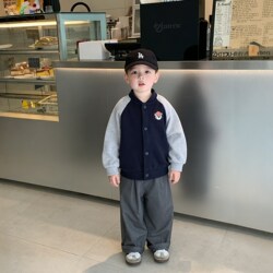 Boys' Baseball Jacket Cardigan Spring 2026 New Style Toddler Cartoon Jacket Stylish Casual Top for Kids