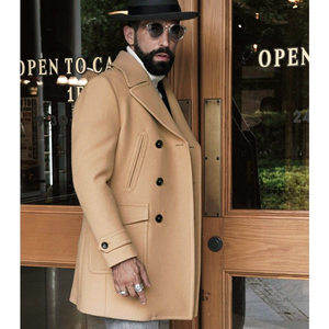 
2025 autumn and winter men's woolen coat European and American British men's mid-length long-sleeved woolen coat wool coat