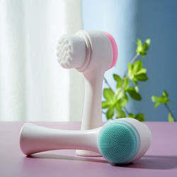 Facial Cleansing Brush with Soft Bristles, Double-Sided Brush, Manual Facial Pore Deep Cleaning Tool, Blackhead Remover