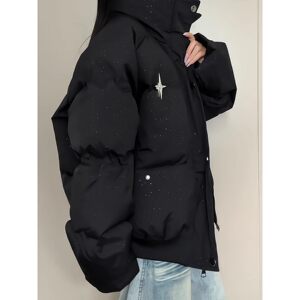 
Black baby's breath short down cotton coat for men in winter American handsome high-end coat couple's bread coat cotton coat