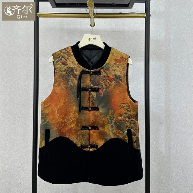 
Add cotton, new Chinese style, retro temperament vest, mother's clothes, middle-aged and elderly women's clothing, mother's autumn and winter new style waistcoat