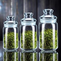 Small Tea Canister Glass Household Transparent Storage Jar with Lid Storage Jar Small Bottle Sealed Jar Glass Jar