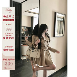 
Hotdog Hotdog is very spicy [Autumn leaves fall] Khaki dress jacket + belt windbreaker