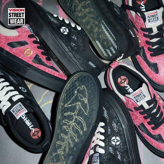 
VISION official CHOPPER herringbone pattern series retro T-head suede fur men's and women's canvas shoes skateboard shoes