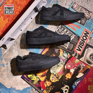 VISION Official Vinyl Limited Series Suede Canvas Shoes Street Classic Black Sports Skateboard Shoes for Men and Women