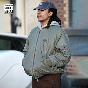 
VISION official American retro MA1 old washing flight jacket short windproof cotton jacket new style