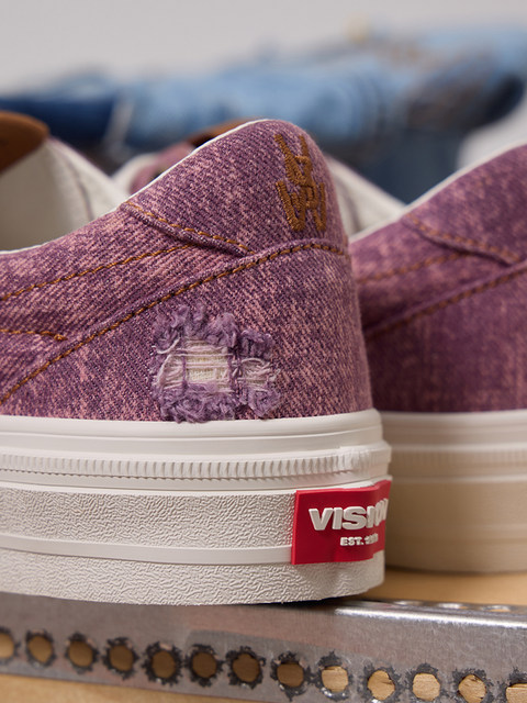 VISION official FLAT TOP denim series wash purple low top wear denim ...