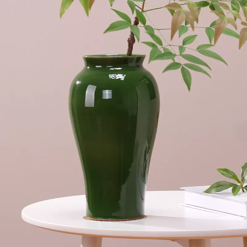 永悦法式中古陶瓷高级花瓶绿色鱼尾奶油瓶复古插花装饰水培瓷器-Taobao 
