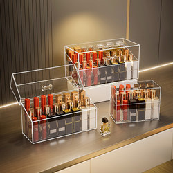 Lipstick Storage Box, Dust-Proof Desktop Cosmetics Storage Box, Transparent Compartmentalized Box for Lipstick and Lip Gloss