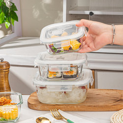 Square Glass Lunch Box for Office Workers, Microwaveable, Small Lunch Box, Food Container, Fruit Preservation