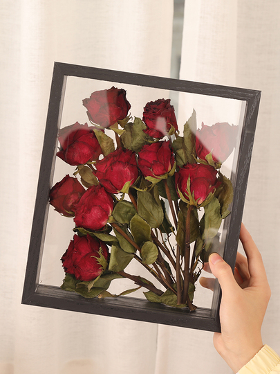 ドライフラワーフォトフレーム - 手作り不滅の花バラディスプレイボックス