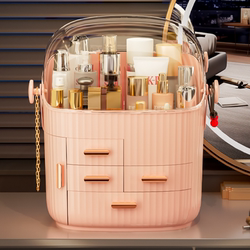 Cosmetics Storage Box, Dressing Table, Skin Care Product Storage Box, Dust-Proof, Large-Capacity Desktop Organizer, Storage Rack, Makeup Box