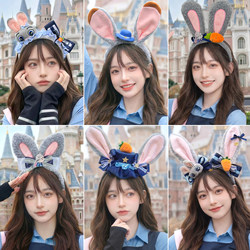 Disney Headband for Women, Zootopia Amusement Park Cosplay Decoration, Photo Headband, Bunny Police Officer Decorative Hair Accessory