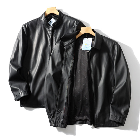 
Offline 1000+! Imported ecological microfiber leather! Fashionable lapel high-end leather jacket for men in autumn and winter