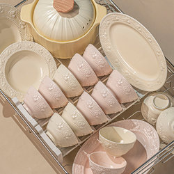 Dish Set for Home Use 2025 New Model Jingdezhen High-Quality Ceramic Tableware Bowls Plates Chopsticks Plate Set Housewarming Gift