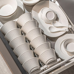 Dish Set for Home Use 2025 New Model Jingdezhen Ceramic Tableware Underglaze Color Pure White Tableware Bowls Plates Chopsticks Housewarming