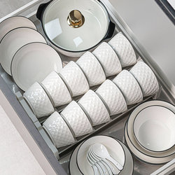 Underglaze Color Bowl and Plate Set for Home Use, 2025 New Model, Jingdezhen Tableware, High-Value Ceramic Bowls, Plates, and Chopsticks, Housewarming Tableware