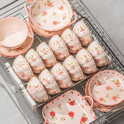 Dish Set for Home Use 2025 New Model Jingdezhen High-Value Tableware Cute Bowls and Plates Chopsticks Plate Set Housewarming