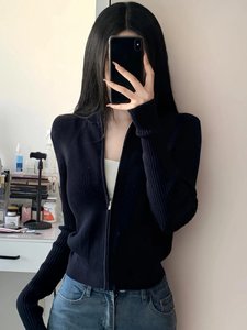 
Korean style soft waxy zipper sweater for women, autumn and winter new inner wear, casual college style sweater jacket, sweatshirt top