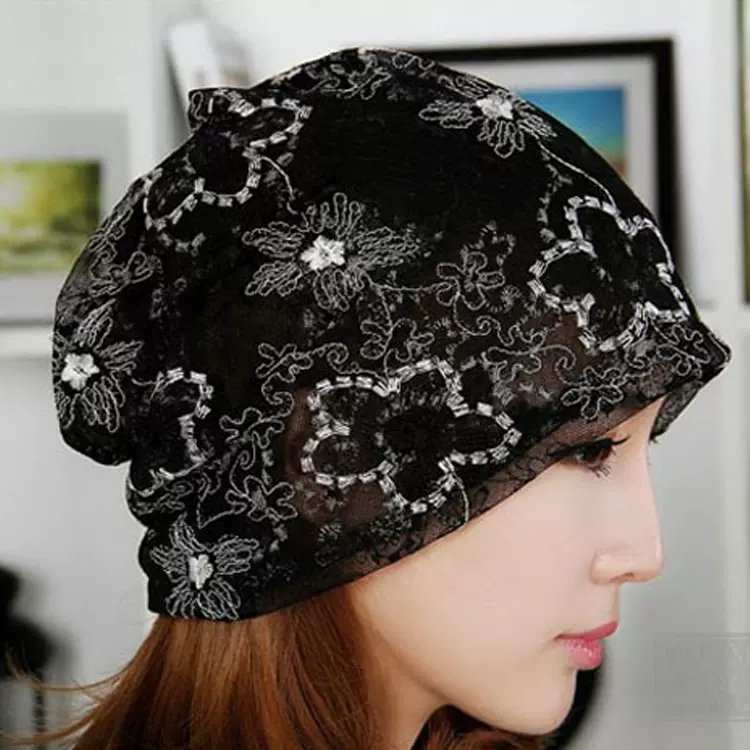 夏季帽子女夏网纱双层纱帽头巾女士时尚款发饰头套