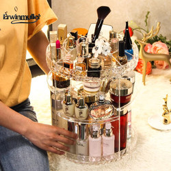 German Household Popular Rotating Cosmetic Storage Box Organizer for Dressing Table Acrylic Lipstick and Skincare Product Shelf