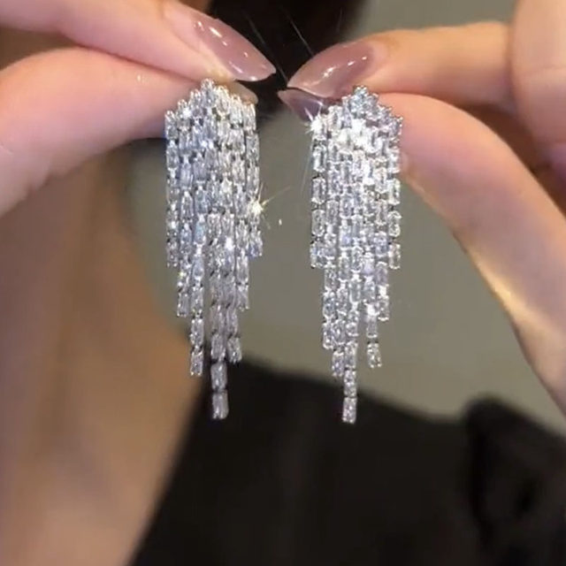 Temperament Zircon Tassel Earrings