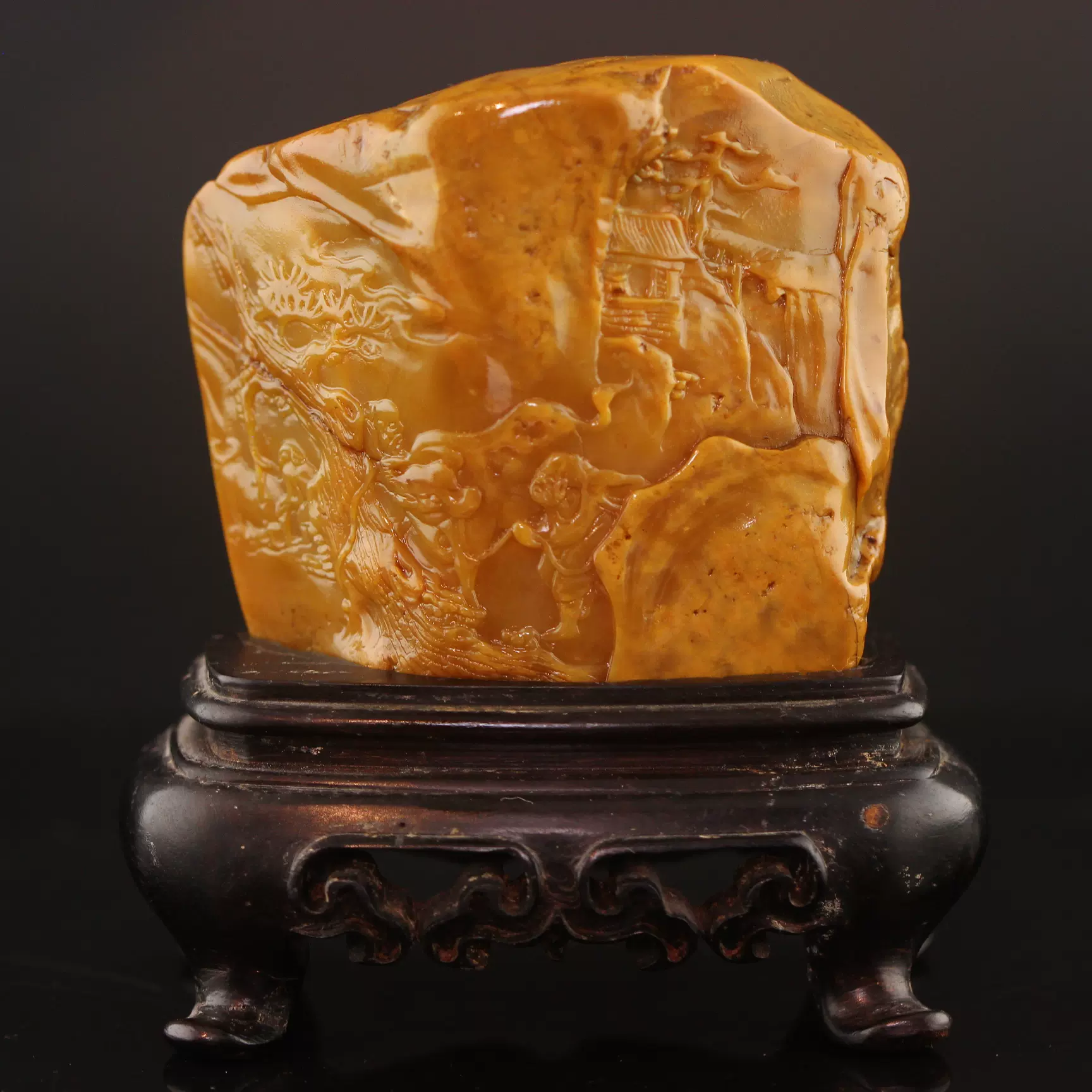 ◇時代物・蔵出し◇GZ692 田黄石 玉璽 田黄石細密彫 極細工 印材