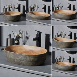 Retro Countertop Basin, Creative Art Washbasin, Outdoor Courtyard Oval Washbasin, Balcony Bathroom Basin, Household Use