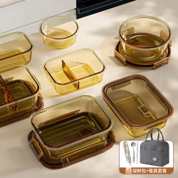 Japanese Glass Lunch Box, Microwave-Safe Bowl, Lunch Box for Students and Office Workers, Fruit Salad Preservation Box